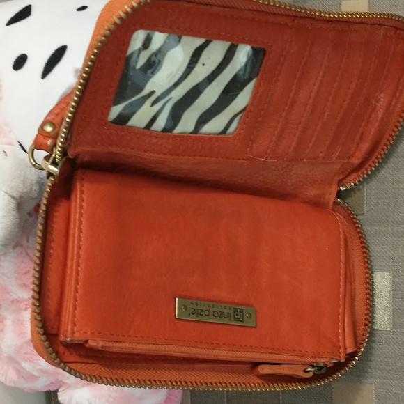 Linea Pelle Leather Wallet Brown & Orange - Picture 3 of 10